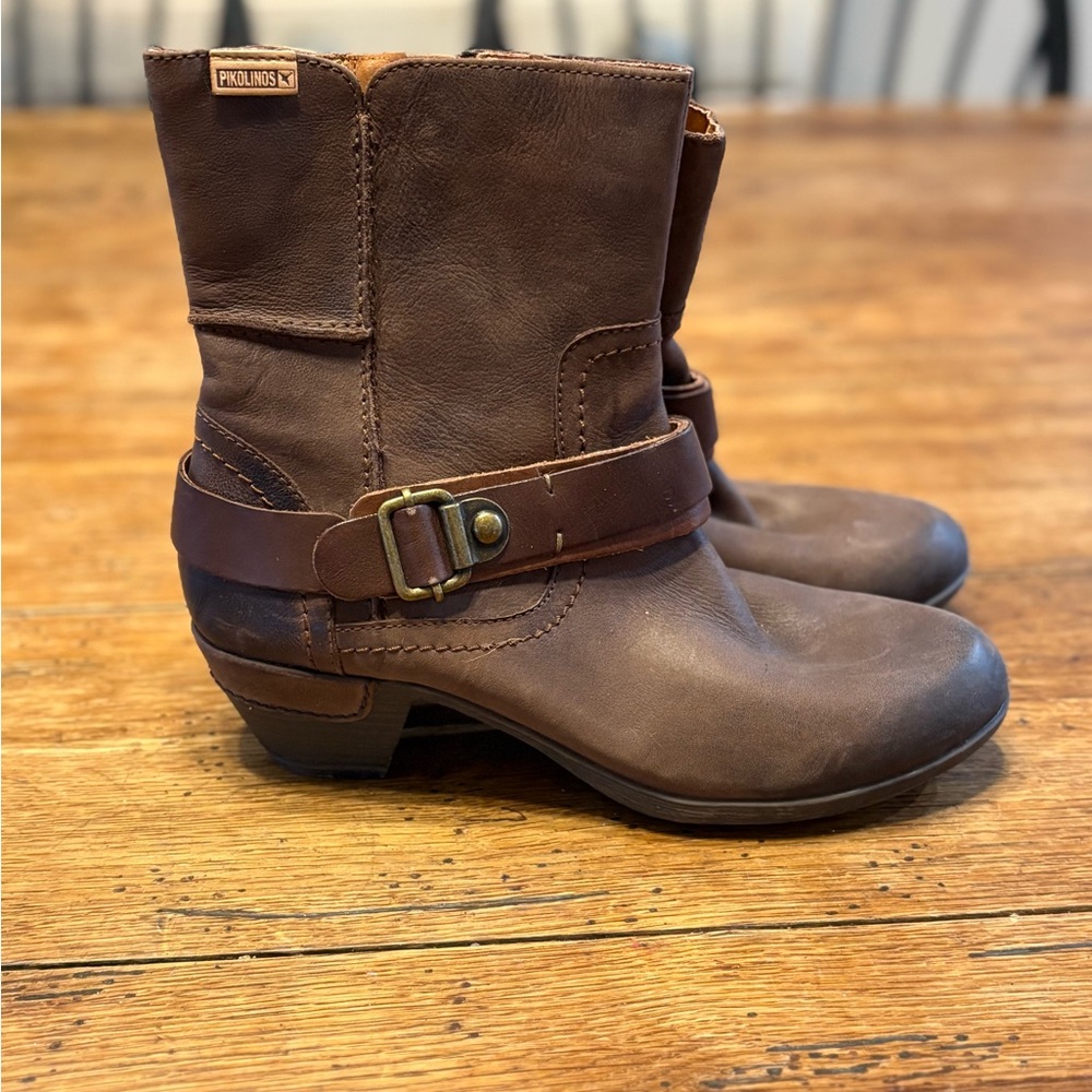 PIKOLINOS Women's Leather Craftsman Comfort Ankle Booties - Dark Brown 38/7.5